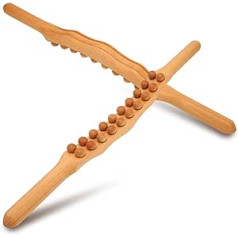 Gua Sha medinė lazdelė, mediniai Gua Sha masažo įrankiai, 20 karoliukų, medinė braukiamoji masažo lazdelė, nugaros, pilvo, pečių raumenų atpalaidavimas