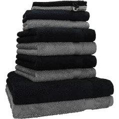 10 Piece Towel Set PREMIUM black & anthracite, quality 470g/m², 2 bath towels 70 x 140 cm, 4 hand towels 100 x 50 cm, 2 guest towel 30 x 50 cm, 2 wash mitts 16 x 21 cm by Betz