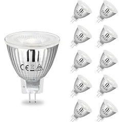 Allesgute GU4 LED spuldzes 5 W, MR11 LED prožektoru spuldze 12 V AC/DC, 35 mm diametrs, 400 lm, neitrāli balts, nav regulējams, LED spuldzes, LED prožektors, komplektā 10