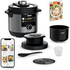 Tefal CY7788 Turbo Cuisine & Fry Multicooker | Spiediena plīts un karstā gaisa fritieris | 14 Automātiskās gatavošanas programmas | Īpaši kraukšķīgs vāks | Daudzpusīgs | 7,6 L Tilpums | Ietver recepšu grāmatu un recepšu lietotni