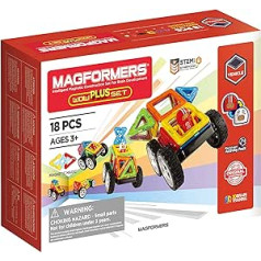 Magformers Wow Plus 707020 magnetinių statybinių kaladėlių rinkinys, 18 vnt., Magnetinis žaislas vaikams, Dovanojimo metai, Berniukai, Merginos, Statybinės kaladėlės