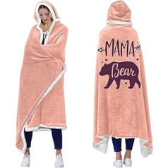 WJMSDK Gifts for Mum, Mama Bear Sherpa Fleece Blanket with Sleeves, Mum Birthday Gift from Daughter and Son, Christmas Birthday Gift for Mother, Birthday Gift Woman from Husband