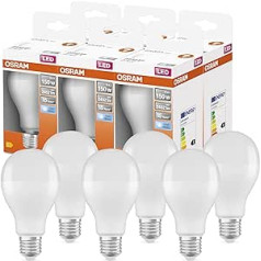 OSRAM LED Star Classic A150 LED spuldze E27 ligzdai, bumbieru forma, FR, 2452 lūmeni, vēsi balta (4000K), parasto 150 W kvēlspuldžu nomaiņa, bez regulēšanas, 6 gab.