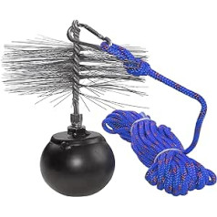 AERZETIX - C49984 – Set of chimney sweeping – cleaning tools for chimney cleaning – wire brush diameter 250 mm – rope diameter 5 mm length 10 m – ball 2.5 kg – carabiner