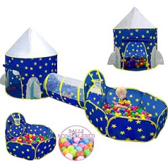 3-Piece Children's Play Tent for Boys with Ball Pit, Crawling Tunnel, Princess Tents for Toddlers, Baby Space World Playhouse Toy, Boy