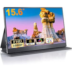 CUIUIC portatīvais monitors, 15,6 collu pārnēsājams mobilais IPS ekrāns, FHD 1920x1080 HDR USB C ar C tipa HDMI portu, klēpjdatoram/tālrunim/personālajam datoram/Xbox/PS/Switch/MacBook, ar aizsargvāciņu