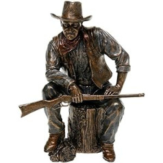 Unbekannt John Wayne sēž uz baļķu bronzas statujas — 51284