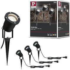 Paulmann 98897 Special Line LED Gartenstrahler 3er-Set Pflanzenleuchte Spieß IP65 rund 92mm 3000K 3x3,5W 3x230lm 230V Schwarz alumīnijs