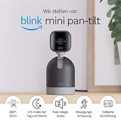 Blink Mini Pan-Tilt Camera | Rotējoša iekštelpu spraudņa viedā drošības kamera, divvirzienu audio, HD video, kustības noteikšana, iespējota Alexa, mirgošanas abonēšanas plāna bezmaksas izmēģinājuma versija (melnā krāsā)