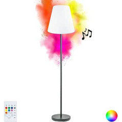 SCHWAIGER - 661828 LED saules āra grīdas lampa ar Bluetooth skaļruni 2 x 5 W, 2200 mAh uzlādējams akumulators, IP44 šļakatu izturīgs