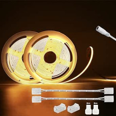 Iepakojumā 2 COB LED sloksnes, silti balts, 3000 K DC24 V, Pautix 6 m 504 LED/M CRI90+ LED sloksnes, LED sloksne mājām, virtuvei, DIY ar 8 mm cob sloksnes savienotāju (barošanas avots nav iekļauts)