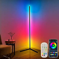 DeeprBling LED Floor Lamp Living Room, 165 cm Corner Lamp, RGB Dimmable with Remote Control and App, 16 Million Colours, Music Modes, DIY Mode & Timing Function for Bedroom, Playroom, Office, Reading