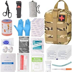 Pirmosios pagalbos rinkinys lauke karinis pirmosios pagalbos vaistinėlė, 48 dalių medicininio išgyvenimo kompaktiška rinkinio dėžutė, stovyklavimo lauko karinė įranga, geriausias pasirinkimas namams, automobiliui, mokyklai, lauko stovyklavimui