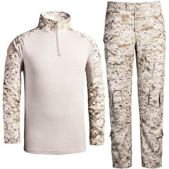 QCHENG taktiniai marškinėliai kariniai marškinėliai ir kelnės Airsoft vyriški ilgomis rankovėmis BDU koviniai kamufliažiniai koviniai marškinėliai, skirti taktinei dažasvydžio uniformai armijai