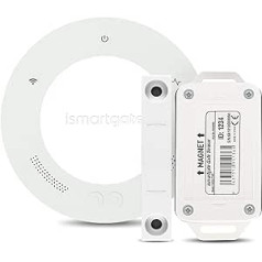 ISMARTGATE iSG-02WEU203 bezvadu ierīce jūsu vārtu tālvadībai un uzraudzībai. Savietojams ar Apple HomeKit (Siri), Google Assistant, Amazon Echo (Alexa) un iFTTT, 1,8 W, 5 V, balts