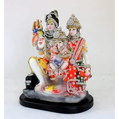 eSplanade Resin Shiv Pariwar - Šivas ģimene | Šiva Parvati Šiva Bholenata Šankara Ganeša Nandi Murti elka statuja Moorti | Pooja Idols | Daudzkrāsains - 8 collas