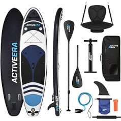 Active Era Stand Up Paddle Board with Seat, Inflatable SUP Board Set, Adjustable Paddle, Repair Kit, Camera Mount Including Pump and Backpack, 6 Inch Thick, 320 x 78 x 15 cm - up to 130 kg, Blue