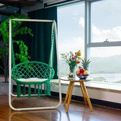 CCLIFE iekarināmais krēsls ar rāmi, spilvenu, pakarināms šūpoles pakarināmais krēsls līdz 100 kg iekštelpu un āra dārza pakarināmais sēdeklis