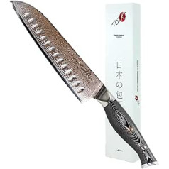 Totiko japāņu naži, profesionāls japāņu virtuves nazis, SANTOKU Damascus YOSHINAKA 19 cm - 7 collas