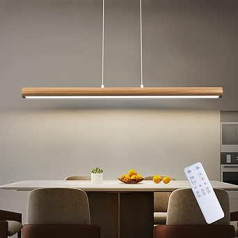 FANLG LED koka piekarināmais gaismeklis, 90 cm regulējams piekarināms pusdienu galds ar tālvadības pulti, pusdienu galda lampa, moderna piekarināma lampa, regulējams augstums, 15 W, 1400 lm piekarināms gaisma ēdamistabai,