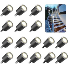 SMY 16 LED terases apgaismojums iekšpagalma padziļināti prožektori, IP67 ūdensizturīgs, 0,6 W, diametrs 32 mm, iekštelpās, ārā, iekšpagalms, virtuve, dārzs, griestu prožektors 4000 K (ar ES spraudni) (16 komplektā, neitrāli balts)