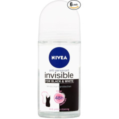 Nivea Invisible for Black and White Original 48 Hour Anti-Perspirant Deodorant Roll On - 50 ml - 6 gab. iepakojumā