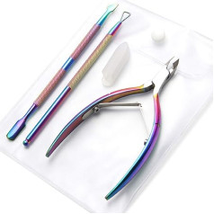 Qulitan Cuticle Nippers Cuticle Pusher Remover Cuticle Pusher Remover Set, 3 Pieces Chameleon Cuticle Peeler Scraper Trimmer Nail Art Tool