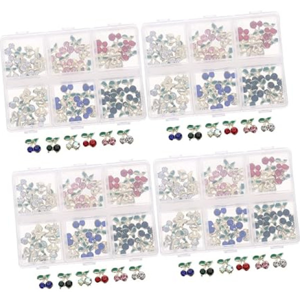 ‎Minkissy minkissy Nail Art Aksesuāri ar Rhinestones Nail Gemstones Stud Halloween Aksesuāri Juvelierizstrādājumi Nail Art Charm Nail Gemstones Karikatūra Dekorēt Auskari Cherry Crystal Pack of 240