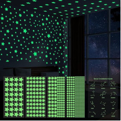 ECHOCUBE Pack of 521 Luminous Stars Wall Stickers for Children's Room, Glow in the Dark Stars, Starry Sky Luminous Stickers for Ceiling and Wall, DIY Fluorescent Luminous Stars Wall Sticker for Baby