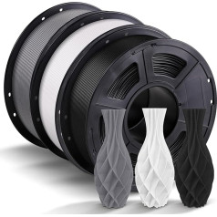 ANYCUBIC PLA pavediens 1,75 mm, 3D printeru pavediens PLA, 3D drukāšanas materiāli FDM 3D printerim, vakuuma iepakojums, kārtīga spole, 3 kg, melns, balts un pelēks