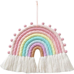 FANXIYA Rainbow Wall Hanging Bērnu istabas ar rokām austs makrame Rainbow sienas apdare ar 8 līnijām Boho bērnu kopmītņu dekorēšanai Bohomian Baby Room (krāsains 2)