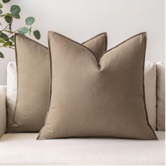 MIULEE Cushion Cover Dekoratīvs spilvena pārvalks Lina kokvilnas dekoratīvie spilvenu pārvalki Mazgājams dīvāna spilvens ar slēptu rāvējslēdzēju dzīvojamai istabai Guļamistabas dīvāns 2 komplekts 50 x 50 cm haki krāsā