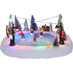 Christmas Concepts® 30cm ar baterijām darbināma LED ledus slidotavas ciemata skatuve - atskaņo 8 Ziemassvētku melodijas