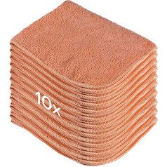VIOVIE Nano mikropluošto šluostė, oranžinė, 10 vnt., 35 x 30 cm, valymo šluostės su specialiu nano pluoštu dulkėms, purvui ir skysčiams valyti, patvarios universalios mikropluošto šluostės su apsauga nuo kraštų