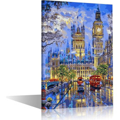 TISHIRON Big Ben Canvas Picture London Cityscape Art Print England Night View Modern Artwork Wall Decor for Living Room Bedroom Ready to Hang 18x12 Inch