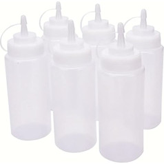6 permatomų baltų plastikinių prieskonių buteliukų su dangteliu pakuotė