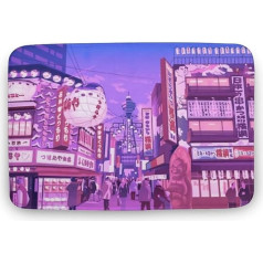 Flavas Neon Tokyo Japānas Anime Doormat Cute City Funny Door Mat Home Decor Welcome Mat Indoor Door Mat Front Back Door Mat Coral Velvet Door Mat 61X