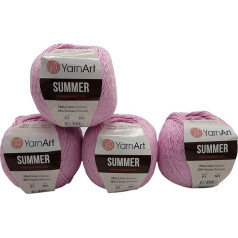 YarnArt Summer 4 x 100 g vilna adīšanai un tamborēšanai, 70% merserizēta kokvilna un 30% viskoze (rozā 01)