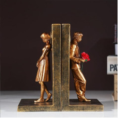 SQAQS Banksy Couple Creative Bookends, Heavy Duty Bookcase for Study, Living Room and Office, Scandinavian Light Luxury Bookcase Decoration, Desktop Storage Bookcase (Gold)