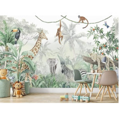 Naturempress Foto tapetes 3D efekts tapetes Džungļu dzīvnieku 3D tapetes Sienas attēli Dzīvojamā istaba Guļamistaba Bērnu istabas apdare Sienas apdare Sienas apdare