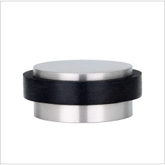 Adhesive Door Stopper Mini | 28 x 12 mm | Black Rubber Made of Natural Silicone | Stainless Steel AISI 304 Finish Matt | Very Good Adhesion | 100% Useful | Model I-163 x 12 | EVI Herrajes