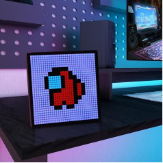 JDVOOTD Pixel Art Display galda pulkstenis digitālais, programmējams LED displejs ar lietotnes vadību, digitālais bilžu rāmis ar pulksteņa displeju, hronometru un elektronisko rezultātu tablo, spēļu istabas dekorēšana, dāvanas