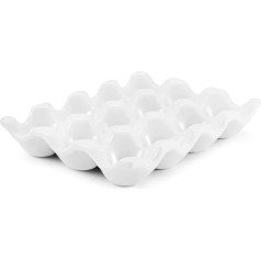 Flexzion 12 olu keramikas olu turētājs, 12 porcelāna olu paplātes uzglabāšanas kaste, neslīdoša olu plate, olu turētājs, olu turētājs, olu nesējs olu kastīte mājai, virtuvei, ledusskapim, restorānam, balta