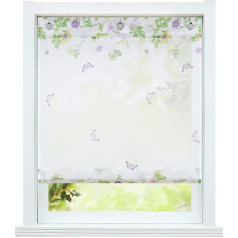 ESLIR romiešu žalūzijas Bez urbšanas Voile caurspīdīgs romiešu aizkars ar cilpiņām Aizkari ar U-veida āķiem Eyelet Roller Blind Mūsdienu aizkari Butterfly Pattern W x H 80 x 140 cm 1 gab.