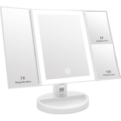 Auxmir kosmētikas spogulis ar LED apgaismojumu, tualetes spogulis ar apgaismojumu, balts