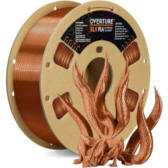 OVERTURE Silk PLA PLA filaments, 1,75 mm patēriņš, 1 kg filamenta, izmēra precizitāte 99% ticamība +/- 0,03 mm, 3D printeriem (Copper Silk)