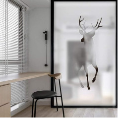 ARKZD White Window Film, Privacy Film, Decorative Film, Privacy Frosted Glass Film, Static Adhesive Deer Window Sticker (100 x 200 cm)