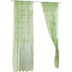 WINOMO Salix Salix Leaf Pattern Window aizkars Willow Window paneļi aizkari Pure Voile Tulle dzīvojamā istaba guļamistaba balkons 78 x 39 collas (1 gabals, zaļa)