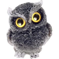 KYEYYGWO Obsidian Cute Crystal Owl Figurine Ornaments, Mini akmens pūce statujas sveķu dzīvnieku skulptūra talismans dziedināšanas akmens putnu dekorēšana mājas birojam galda puķu podam Micro Landscape 7,5 cm