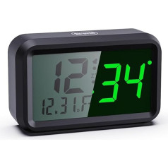 Timegyro LED digitālais pulkstenis ar bateriju darbināms modinātājs guļamistabai LED/LCD displejs Pārslēdzams LCD displejs ar laiku, mēnesi, dienu un temperatūru, divi LED spilgtuma līmeņi, 12/24Hr, Snooze funkcija